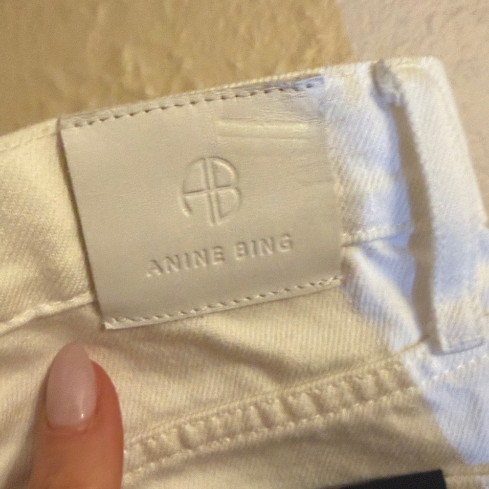 NWT Anine Bing 24 Sonya Jean high rise slim ankle white - Picture 8 of 10